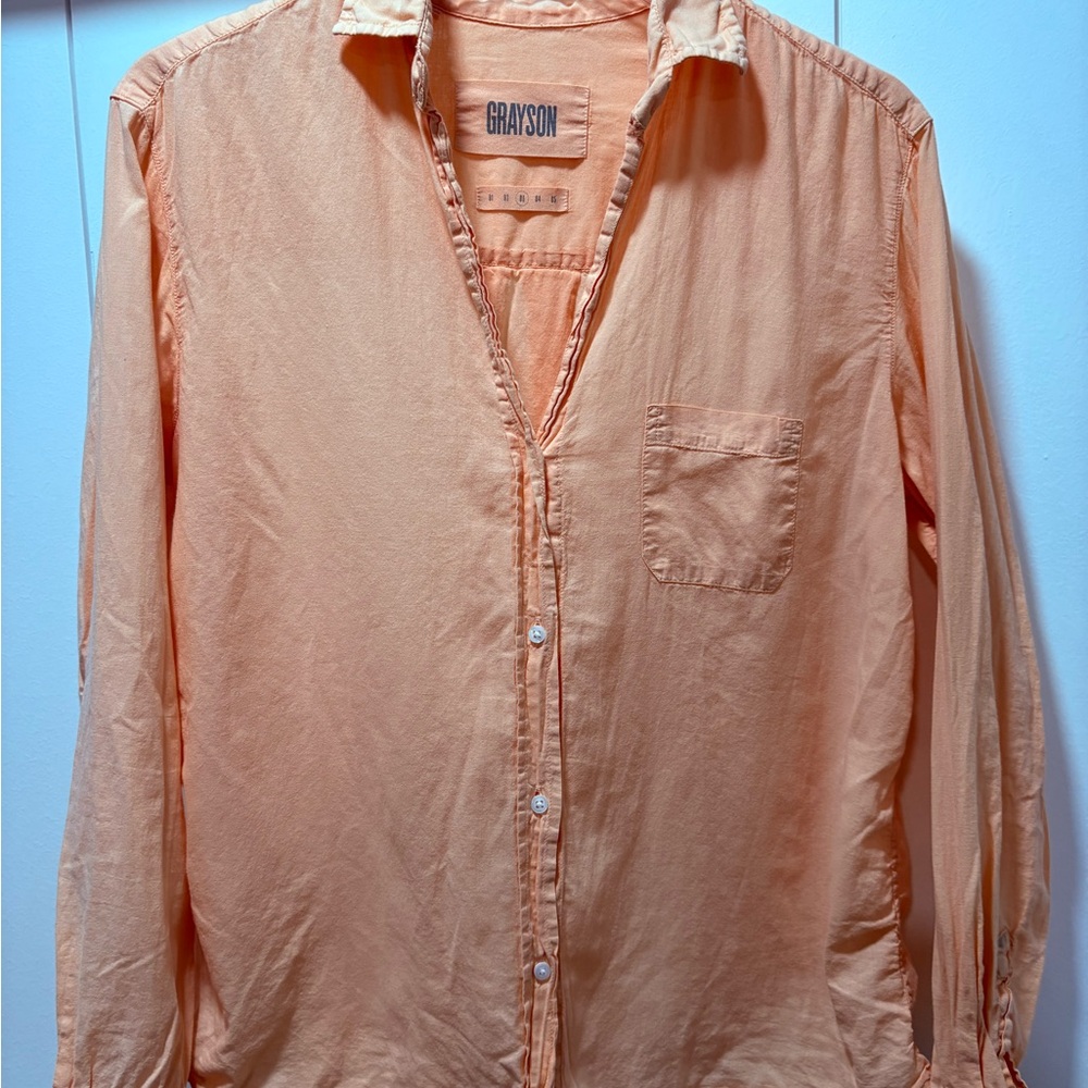 Grayson The Hero Cotton Classic Button-Down Shirt Coral Size 3 Medium